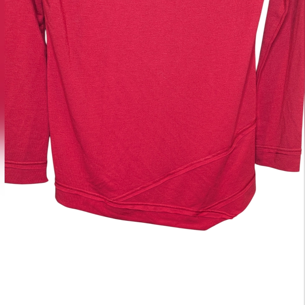 Weekends by Chicos Tunic Top 0/Small Red Cowl Neck Long Sleeve Asymmetrical Hem - Picture 5 of 12